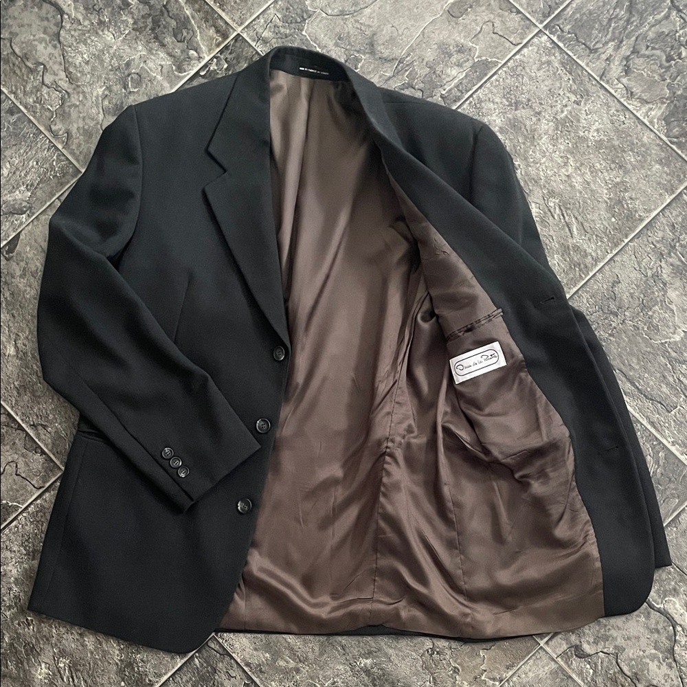 Vintage OSCAR DE LA RENTA Classic Black Wool-Blend 3-Button Union Made Blazer